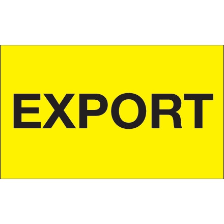 " Export" Fluorescent Yellow Labels, 3 x 5"