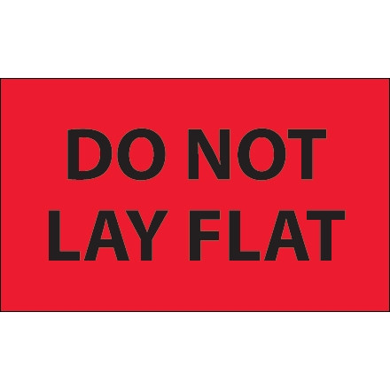 " Do Not Lay Flat" Fluorescent Red Labels, 3 x 5"
