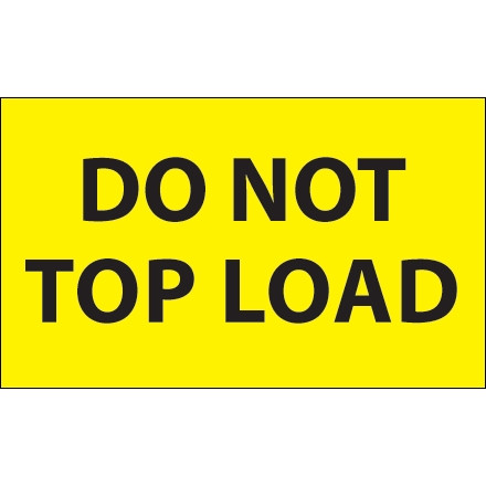 " Do Not Top Load" Fluorescent Yellow Labels, 3 x 5"