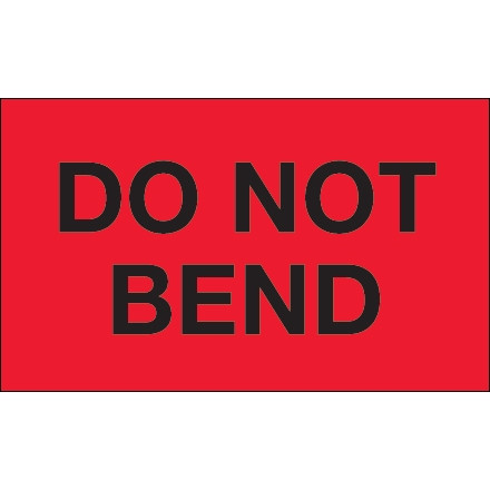 " Do Not Bend" Fluorescent Red Labels, 3 x 5"