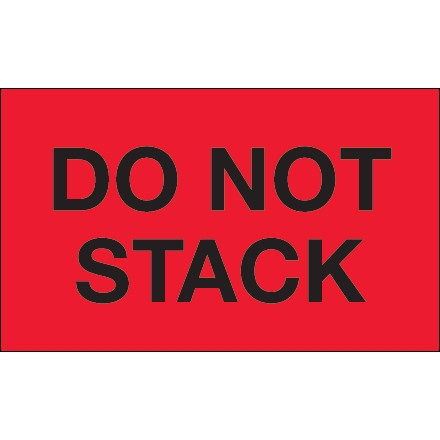 " Do Not Stack" Fluorescent Red Labels, 3 x 5"