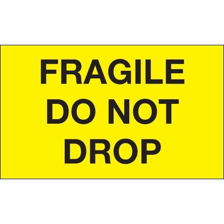 " Fragile - Do Not Drop" Fluorescent Yellow Labels, 3 x 5"