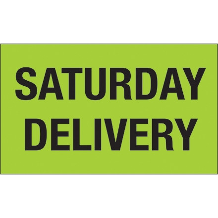 " Saturday Delivery" Green Labels, 3 x 5"