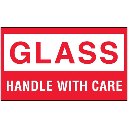 " Glass - Handle With Care" Labels, 3 x 5"