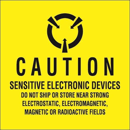 Static Warning Labels -" Sensitive Electronic Devices", 4 x 4"