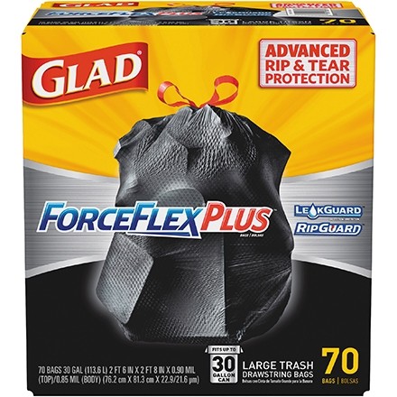Glad® ForceFlex Trash Bags, 30 Gallon, Black