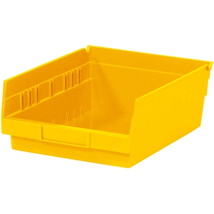 Plastic Shelf Bins, Yellow, 11 5/8 x 11 1/8 x 4"