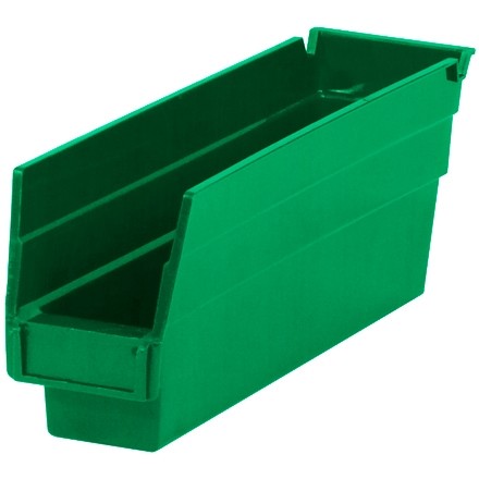 Plastic Shelf Bins, Green, 11 5/8 x 2 3/4 x 4"