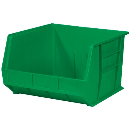 Stackable Plastic Bins, Green, 18 x 16 1/2 x 11"