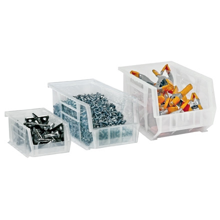 Stackable Plastic Bins, Clear, 10 7/8 x 5 1/2 x 5"