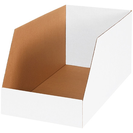 25/Bundle 12" x 18" x 10" White MyBoxSupply Jumbo Open Top Bin Boxes 