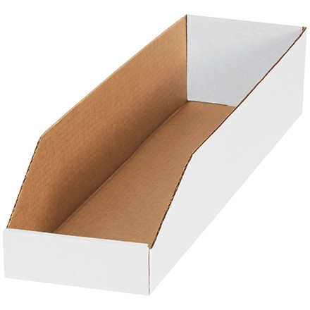 White Corrugated Bin Boxes, 6 x 24 x 4 1/2"