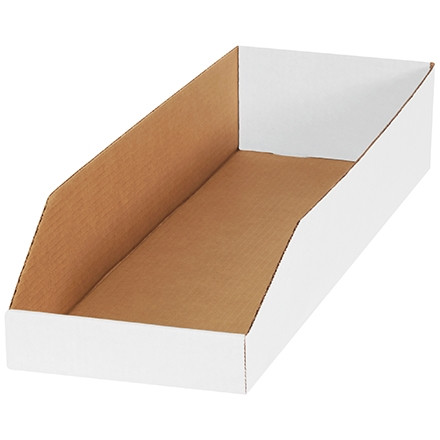 White Corrugated Bin Boxes, 8 x 24 x 4 1/2"