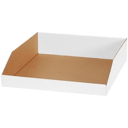 White Corrugated Bin Boxes, 18 x 18 x 4 1/2"