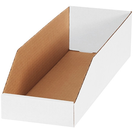 White Corrugated Bin Boxes, 6 x 18 x 4 1/2"