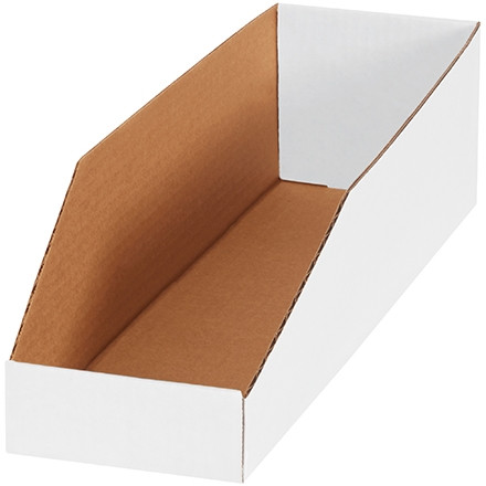White Corrugated Bin Boxes, 5 x 18 x 4 1/2"