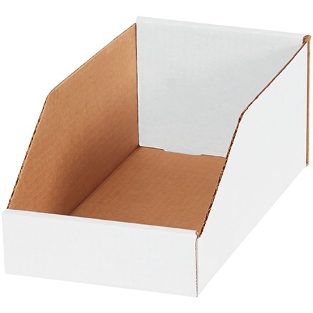White Corrugated Bin Boxes, 6 x 12 x 4 1/2"