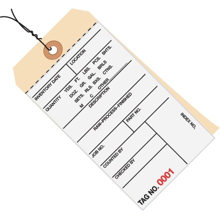 Pre-Wired Inventory Tags - 2-Part Carbonless (0000-0499), 6 1/4 x 3 1/8"
