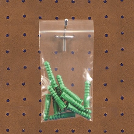 Reclosable Poly Bags, 2 x 3", 2 Mil, With Hang Holes