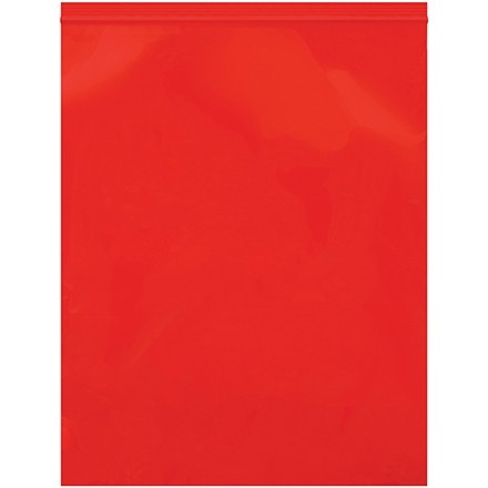 Reclosable Poly Bags, 12 x 15", 2 Mil, Red