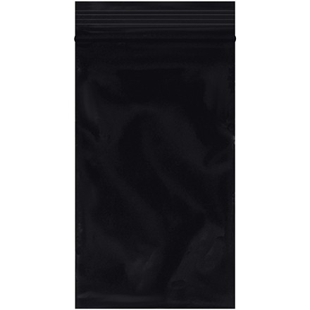 Reclosable Poly Bags, 3 x 5", 2 Mil, Black