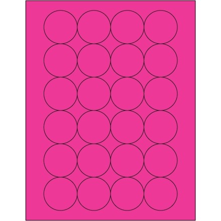 Fluorescent Pink Circle Laser Labels, 1 2/3"