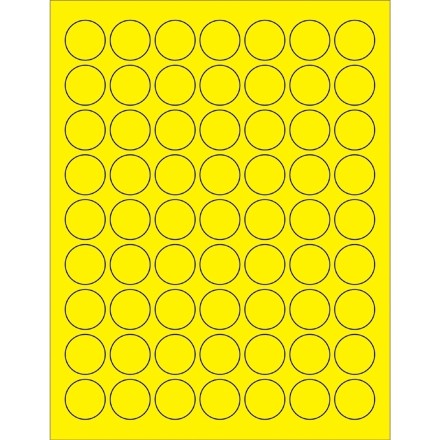 Fluorescent Yellow Circle Laser Labels, 1"
