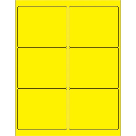 Fluorescent Yellow Laser Labels, 4 x 3 1/3"
