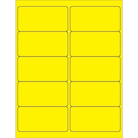 Fluorescent Yellow Laser Labels, 4 x 2"