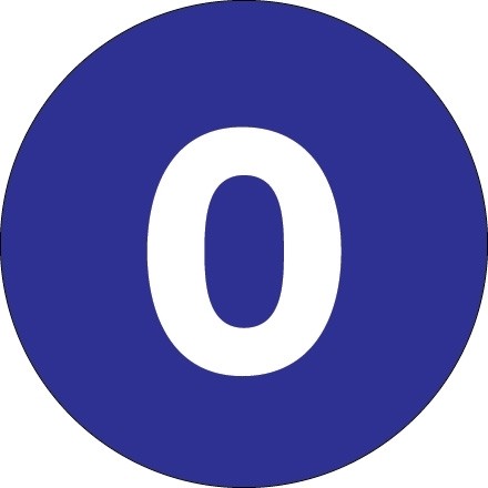 Dark Blue Circle "0" Number Labels - 2"