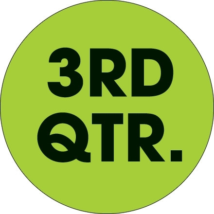 Green "3RD QTR." Circle Inventory Labels, 2"