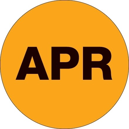 Fluorescent Orange "APR" Circle Inventory Labels, 2"