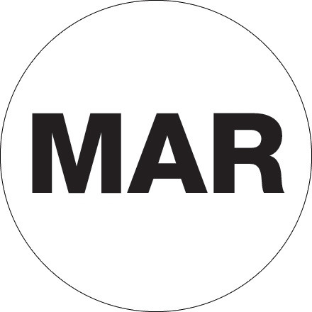 White "MAR" Circle Inventory Labels, 1"