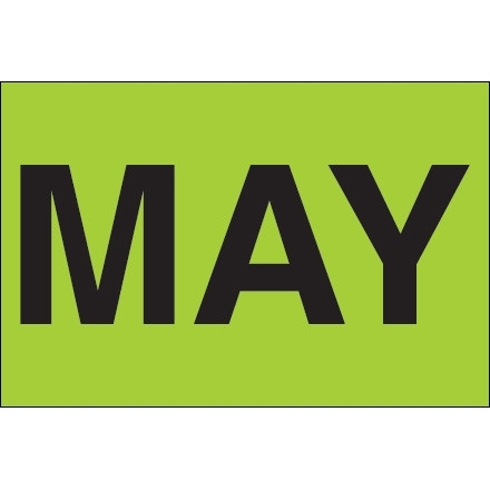 Green "MAY" Inventory Labels, 2" x 3"