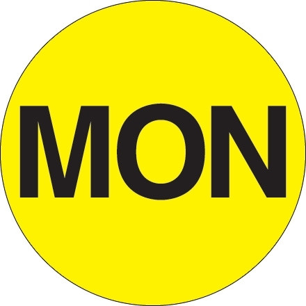 Fluorescent Yellow "MON" Circle Inventory Labels, 2"