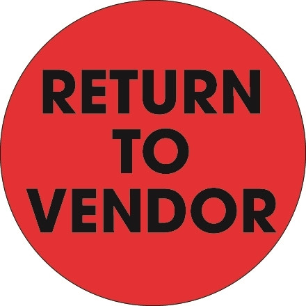 Fluorescent Red "Return To Vendor" Circle Inventory Labels, 2"