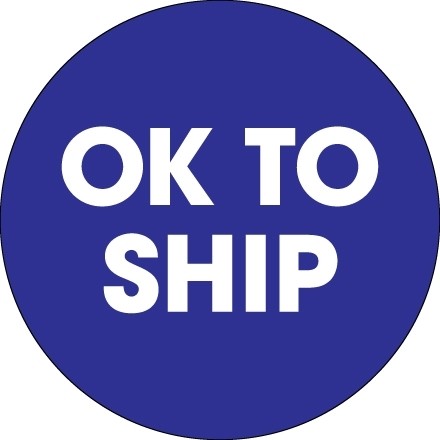 Blue "Ok To Ship" Circle Inventory Labels, 2"