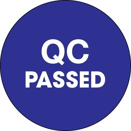 Blue "QC Passed" Circle Inventory Labels, 2"