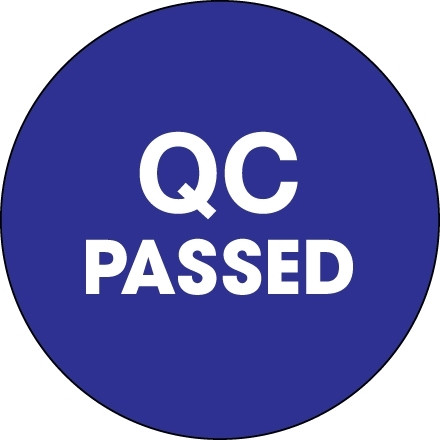 Blue "QC Passed" Circle Inventory Labels, 1"