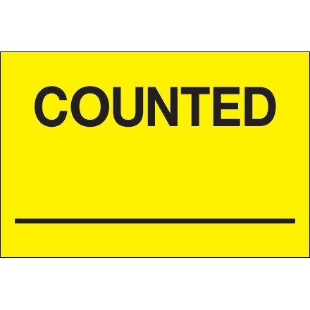 Fluorescent Yellow "Counted ___" Inventory Labels, 2 x 3"