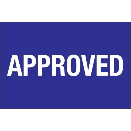 Blue "Approved" Inventory Labels, 2 x 3"