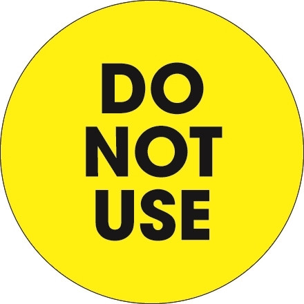 Fluorescent Yellow "Do Not Use" Circle Inventory Labels, 2"
