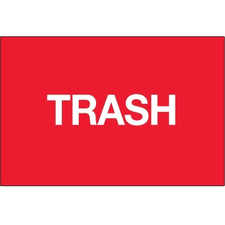 Fluorescent Red "Trash" Inventory Labels, 2 x 3"