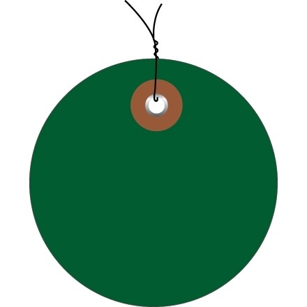 Pre-Wired Green Plastic Circle Tags - 3"