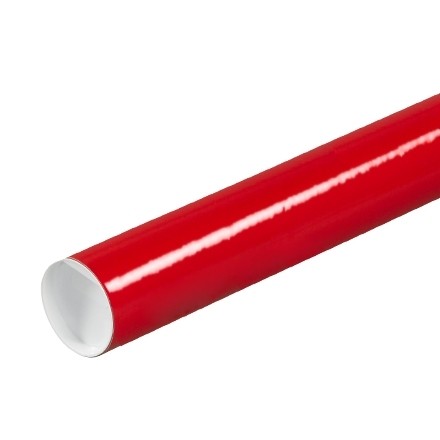 Mailing Tubes with Caps, Round, Red, 2 x 9"