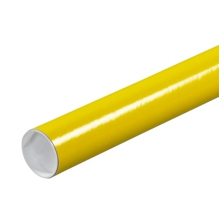 Mailing Tubes with Caps, Round, Yellow, 2 x 6", .060" thick