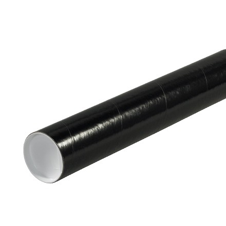 Mailing Tubes with Caps, Round, Black, 2 x 6"