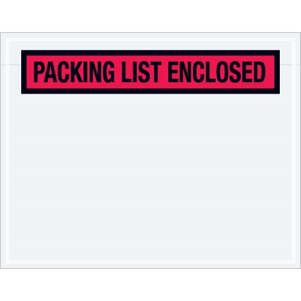 "Packing List Enclosed" Envelopes, Red, 7 x 5 1/2", Panel Face