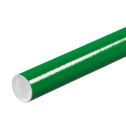 Mailing Tubes with Caps, Round, Green, 2 x 36", .060" thick