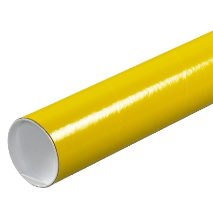 Mailing Tubes with Caps, Round, Yellow, 3 x 24", .070" thick